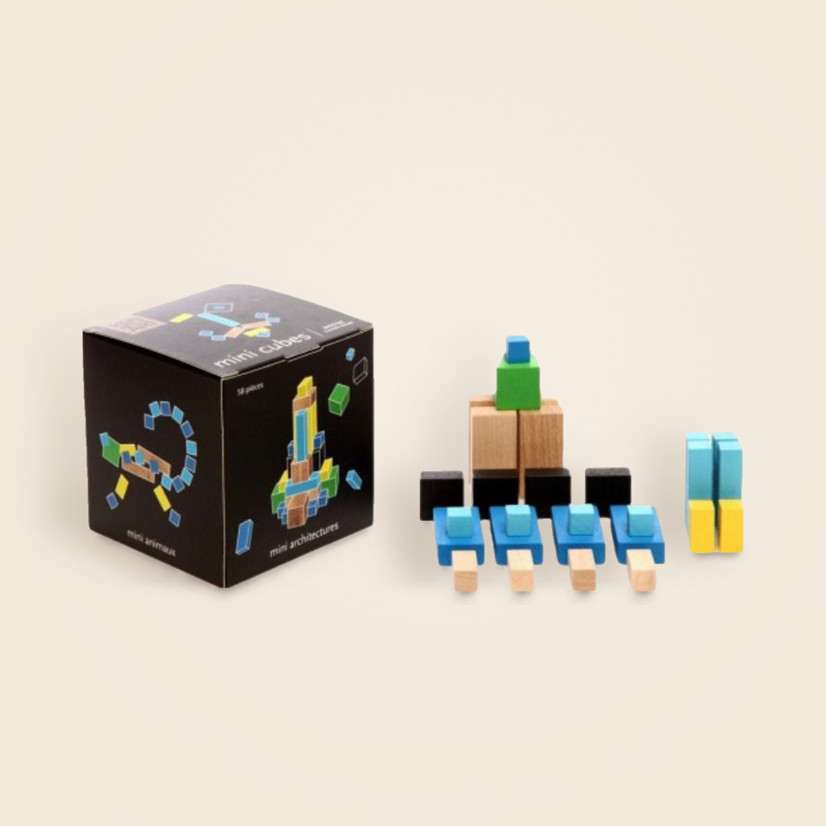 Mini Cubes Spectre, jeu de construction en bois par Gonzalo Arbutti