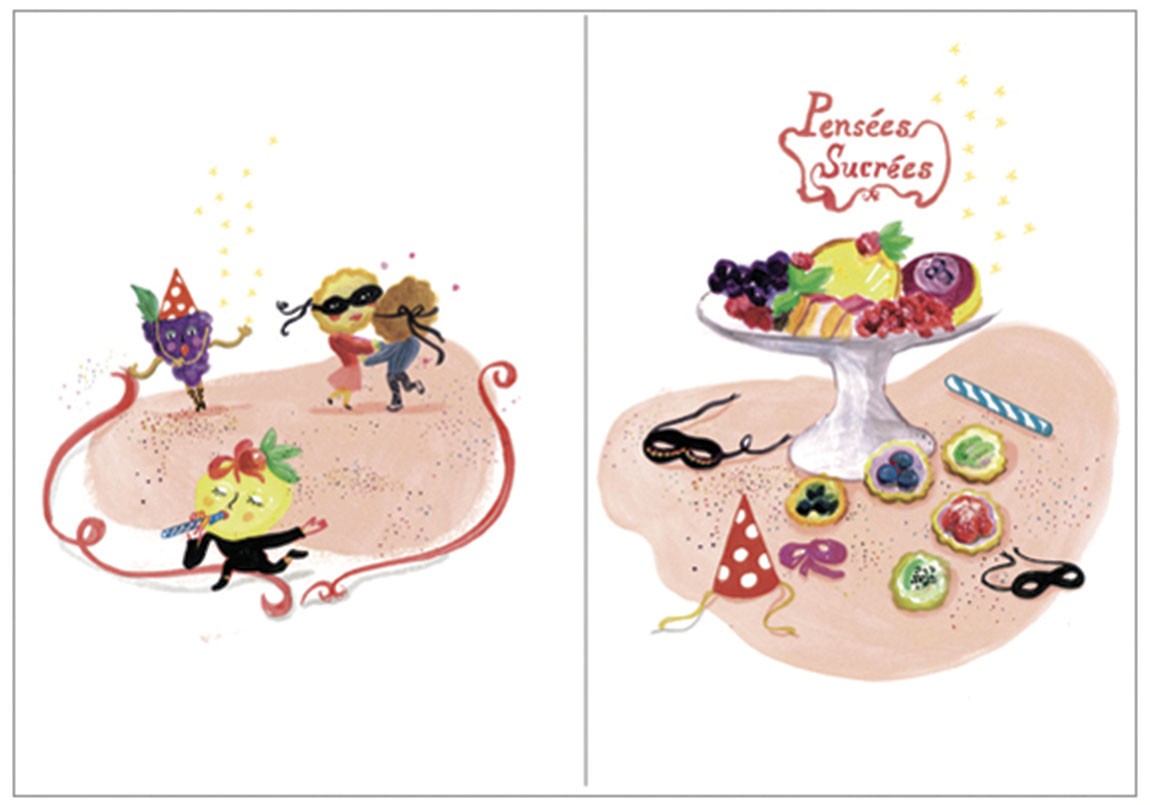 Set of 5 double cards - "En Fête"